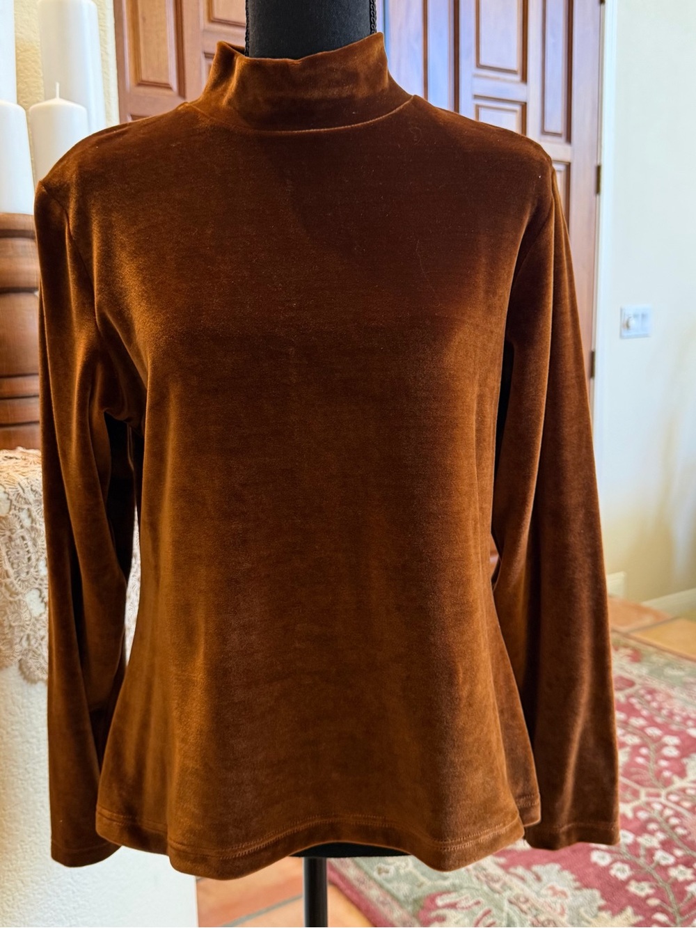 French Laundry Women's Velvet Turtleneck Sweater in Rich Brown